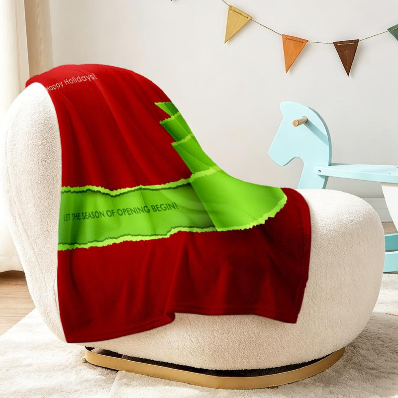 Jeté en flanelle verte molletonnée ultra douce, imprimé d'un côté déchiré, Throw 30" x 40"