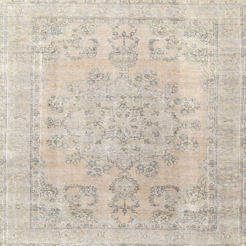 Tapis beige/noir traditionnel, Carré 4 pi
