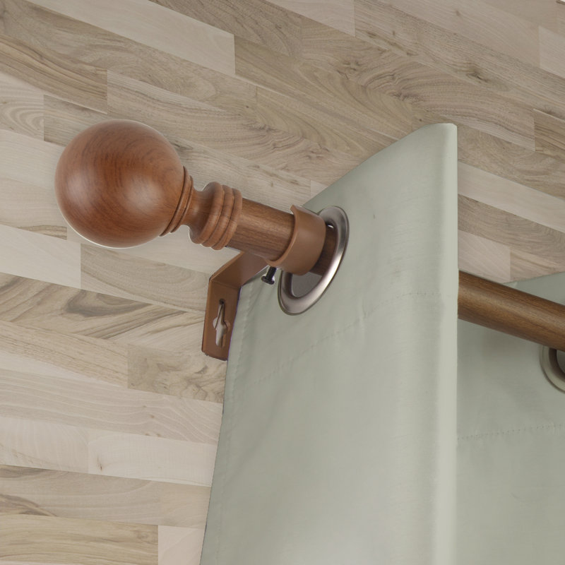 Tringle à rideaux simple en faux bois Abdulahi, Châtaigne, 66" - 120"