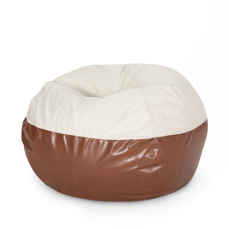 Fauteuil à billes arrondi Maxi, Similicuir beige / brun