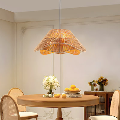 Luminaire suspendu en rotin de style bohème 19,7 po Boho Farmhouse