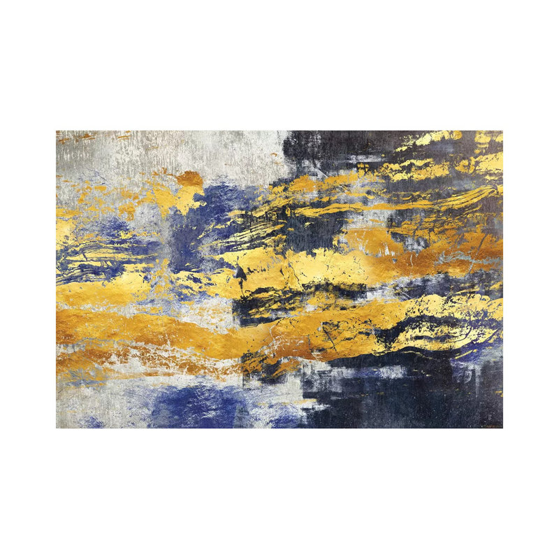 Gold And Blue by Maximiliano Casal - Wrapped Canvas Print, 20.32 cm H x 30.48 cm W