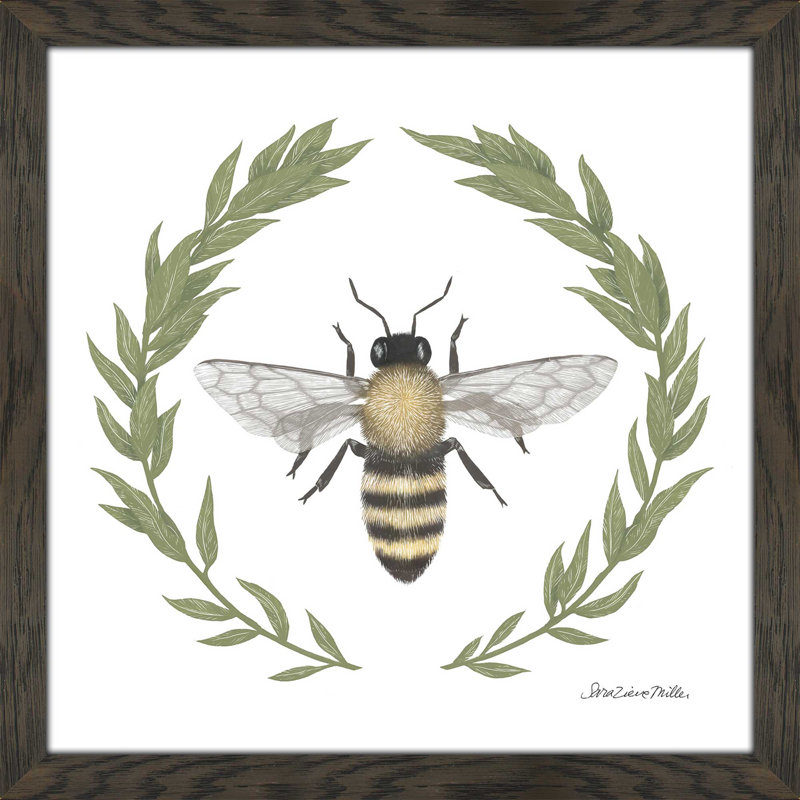 «Happy to Bee Home I», reproduction de dessin, H 21,5 po x l 21,5 po x P 0,75 po, Cadre chocolat patiné