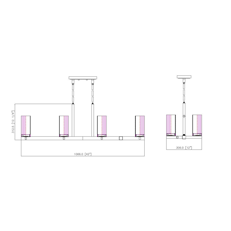 Avers 8 Light Linear Chandelier, Matte Black