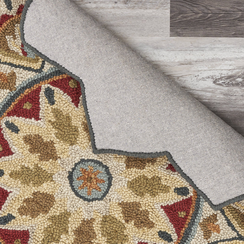 Xenia  Hand Tufted Wool Floral Indoor Rug, Round 4'