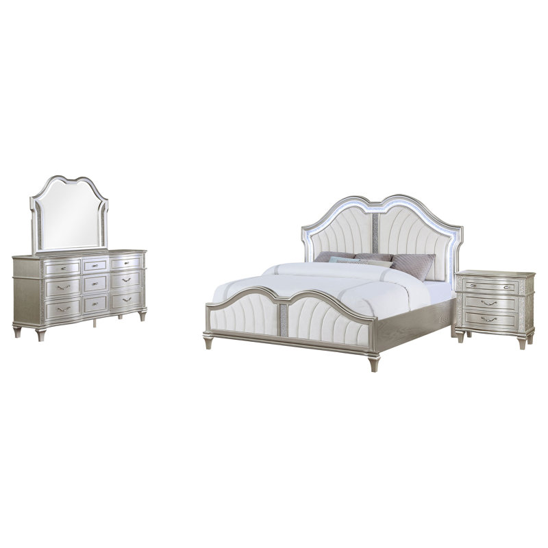 Ensemble de chambre avec grand lit 4 pièces Evangeline, Grand lit