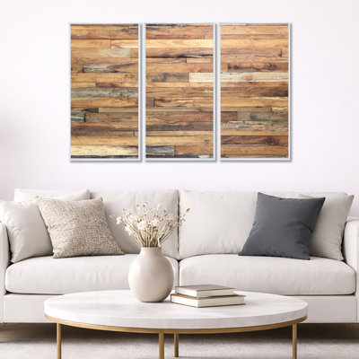 Brown Wood Texture - ensemble de 3 reproductions sur toile flottantes
