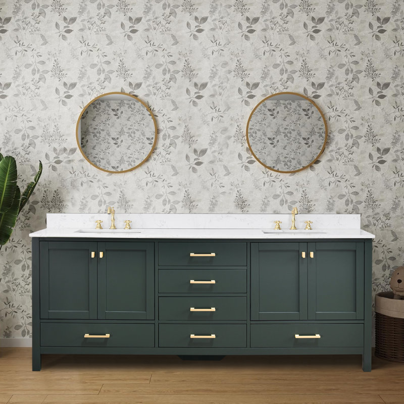 Angela 84" Double Bathroom Vanity Set, Green
