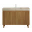 Meuble-lavabo de salle de bain 122 cm (48 po), meuble autoportant, comptoir en pierre frittée couleur crème veinée or et lavabo en céramique avec 1 trou pré-percé pour robinetterie, démonté, robinetterie et bonde non incluses.
