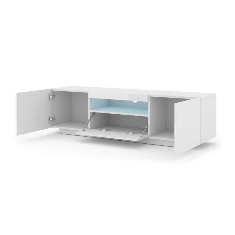 Aseelah Unfinished TV Stand for TVs up to 65", White Gloss