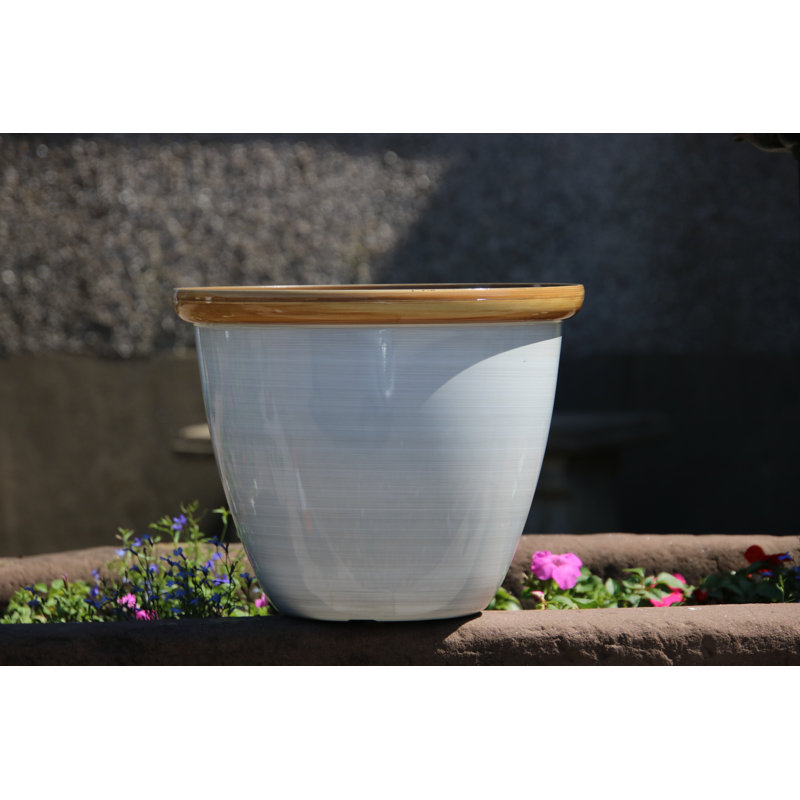 Sundhya Pot Planter, Cream/Beige Gloss, 13cm H x 16cm W x 16cm D