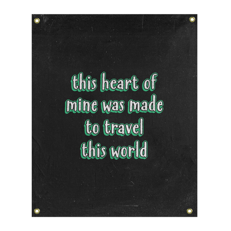 Tapisserie tableau noir en polyester de voyage love quot, H 80 po x l 59 po, Vert
