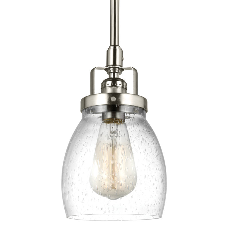 Luminaire suspendu en forme de cloche à 1 lumière Shameka, Nickel brossé