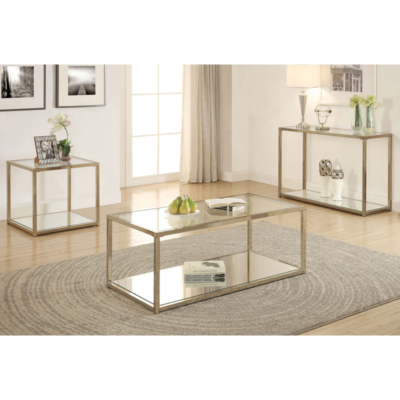 Doral End Table with Mirror Shelf