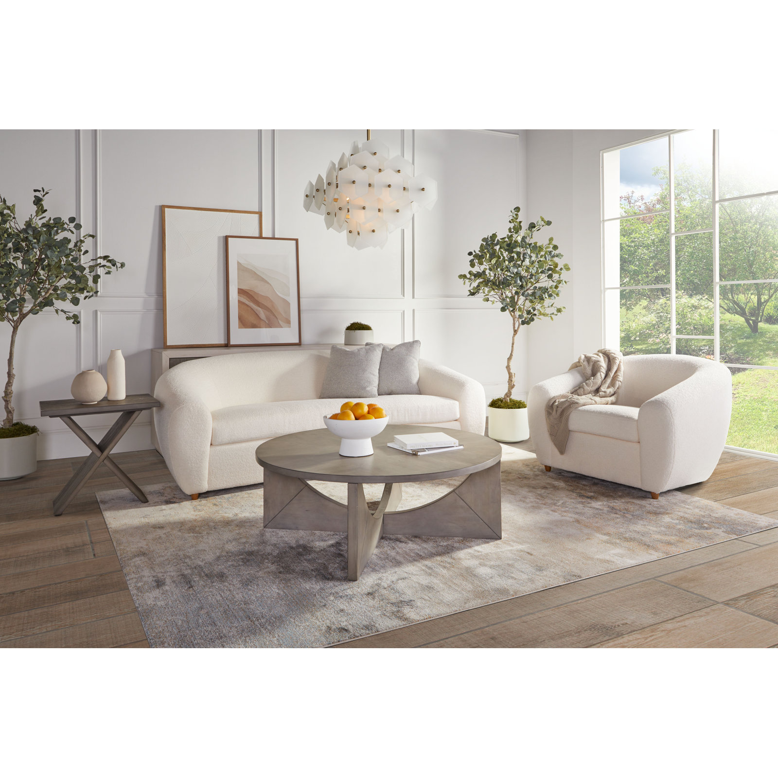 2pc Boucle Sofa (S/CH) Collection, Ivory