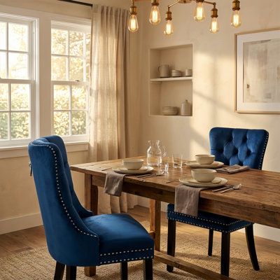 Tufted Velvet Wingback Dining Chair With Nailhead Trim (Set Of 2)