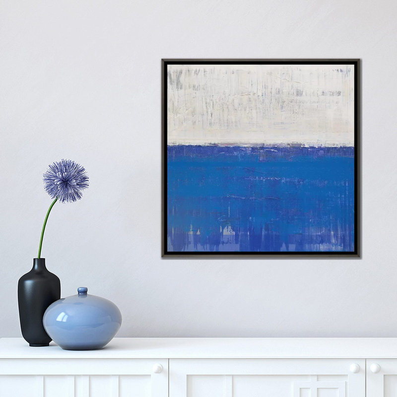 " Littoral " by Wayne Sleeth, Dark Rustic Wood Framed Canvas, 18" H x 18" W x 1.5" D