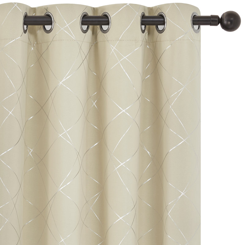 Cheol Blackout Curtain Pair, Beige, 46cm Width x 183cm Drop