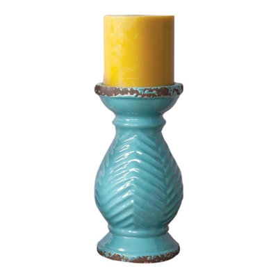  Ensemble de 2 porte-bougies Earth, petit turquoise, H 6,4 po