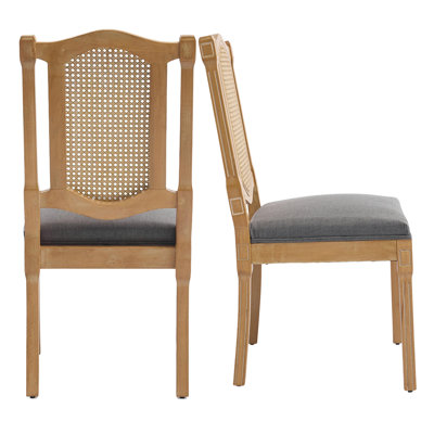 Ensemble de chaises de salle à manger Natural Style - Bois massif, dossier ergonomique en rotin, mousse haute résilience