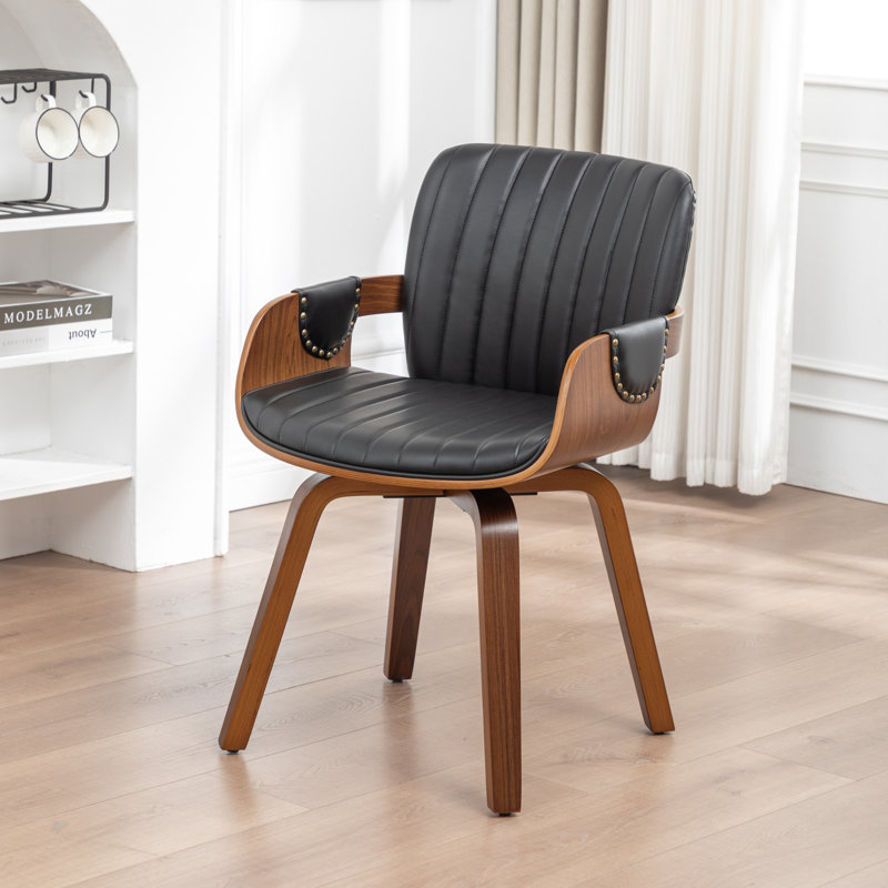 Fauteuil pivotant rembourré en similicuir Dundrod, Noir