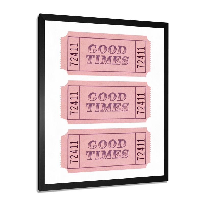 Good Times billets - art mural moderne, H 20 po x l 12 po, Cadre simple noir