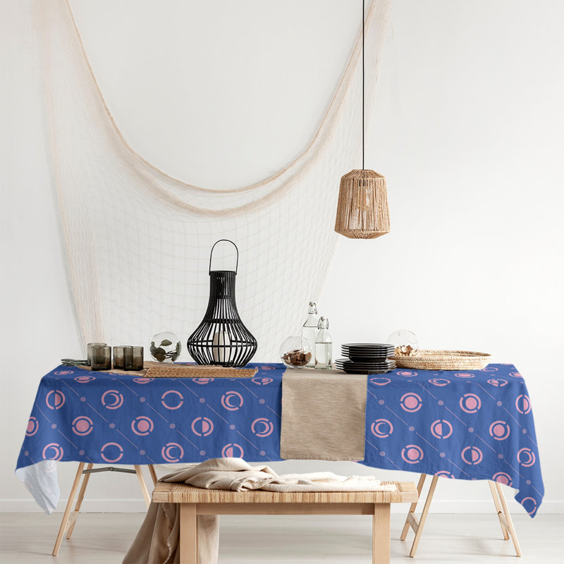 Classic Moon Phases Tablecloth, Blue/Pink