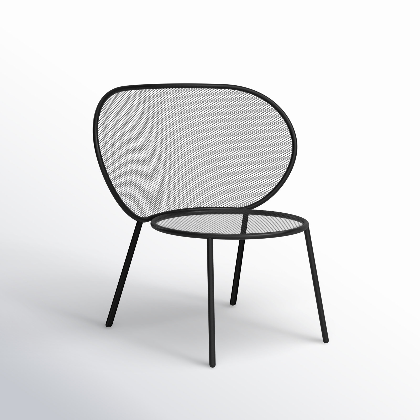 Abberton Powder Coated Steel Outdoor Armless Lounge Chair, Black