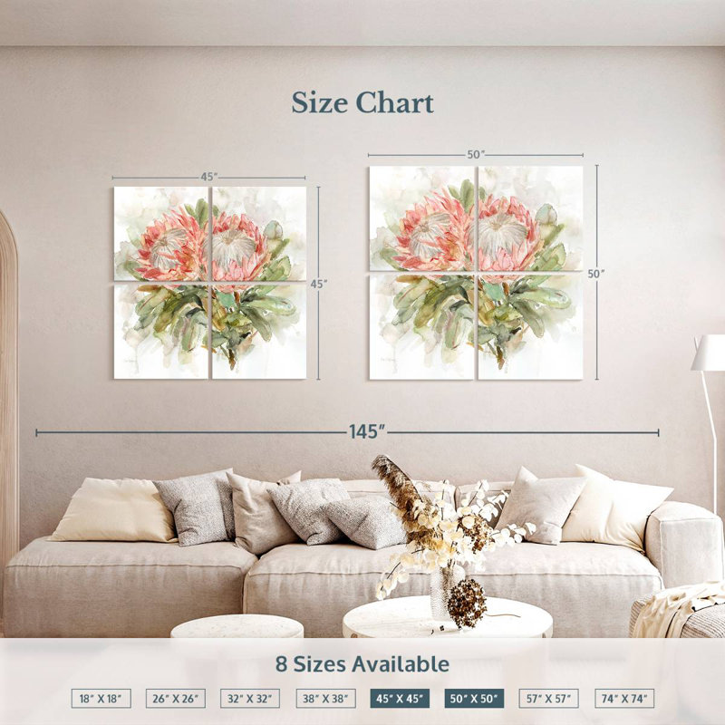 Harnek Pale Protea I, 50" H x 50" W