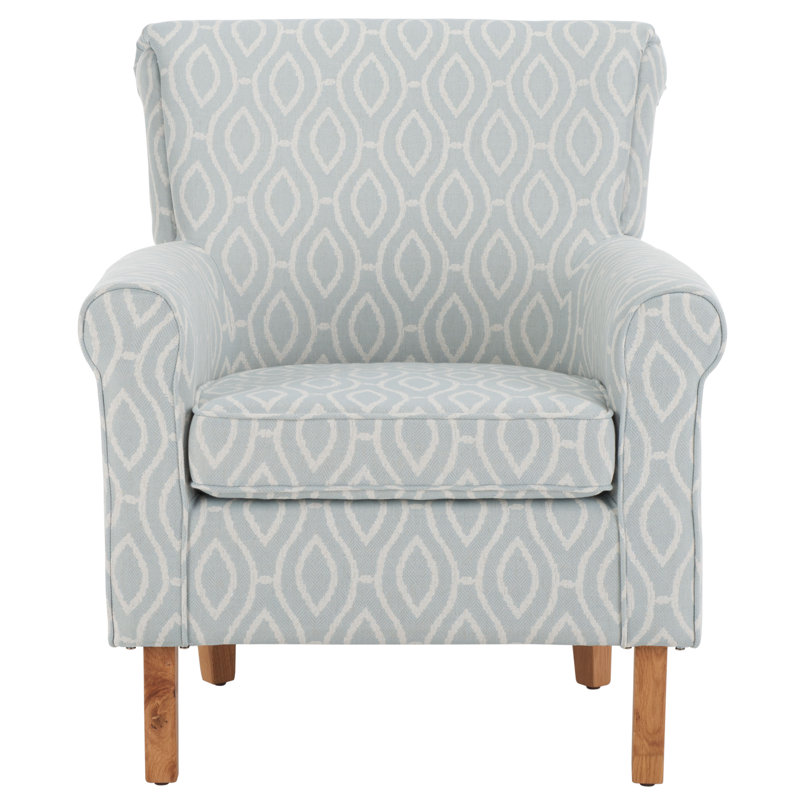 Hazina Club Chair, Light Blue Linen Blend Ikat