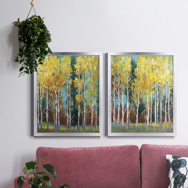 Aspen Grove I - ensemble de 2 reproductions d'art sur toile encadrées