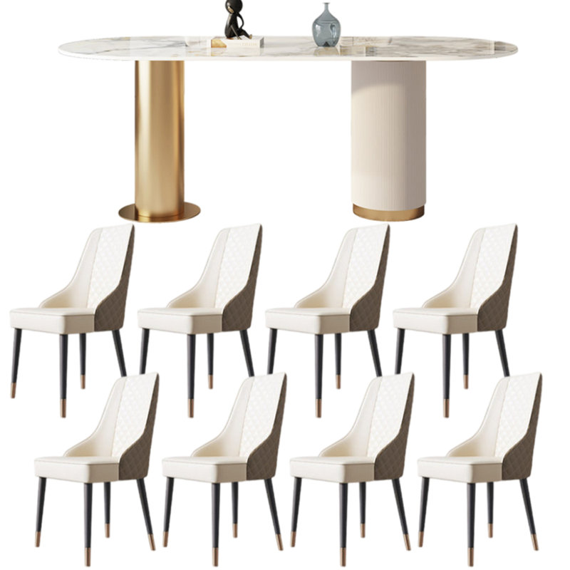 Ensemble de table de salle à manger ovale moderne et luxueux, H 29,5 po x L 78,7 po x l 31,5 po