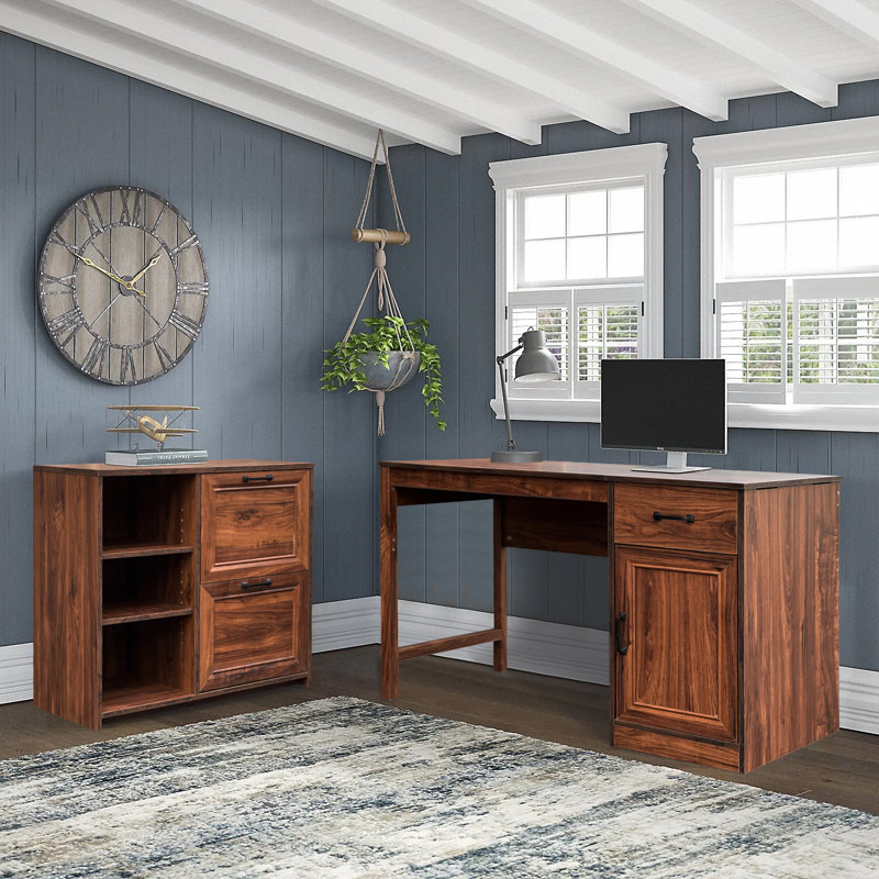 Hitchin 2 Piece Writing Desk Office Set, Walnut