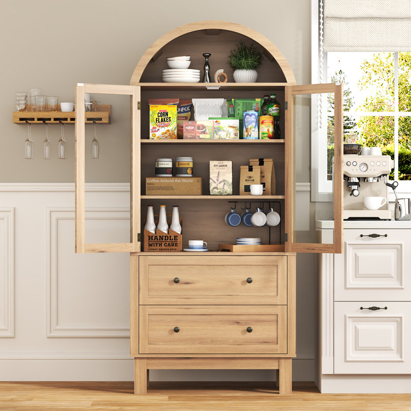 Grande armoire de rangement arquée 71 ", Beige