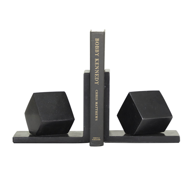 Marble Orb 10 lbs Decorative Bookends Set, Black