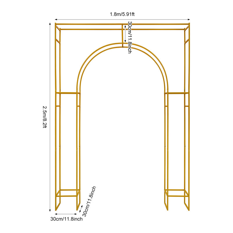 Support pour mariage en acier au carbone 98,4 po H x 70,8 po l, Or
