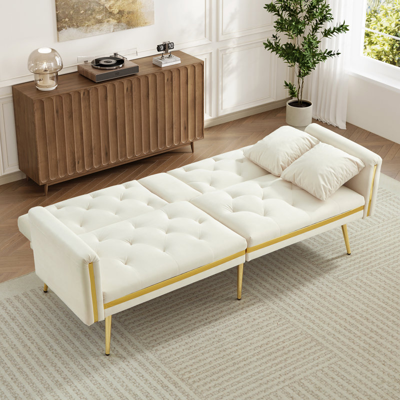 2 Seater Velvet Loveseat, White