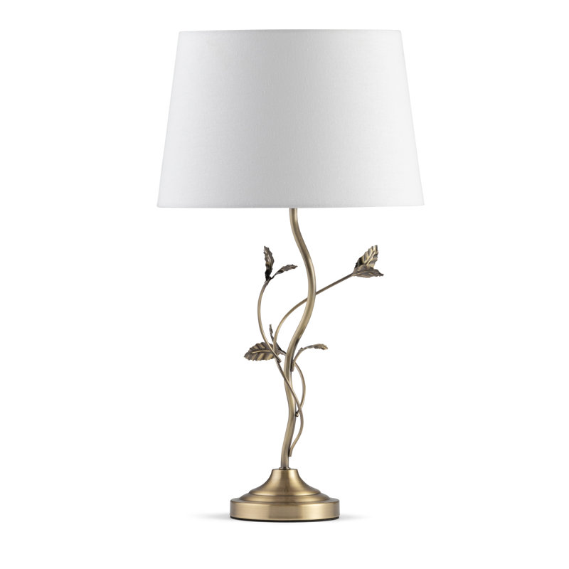 Antique Metal Leaf 59cm Table Lamp, Ivory
