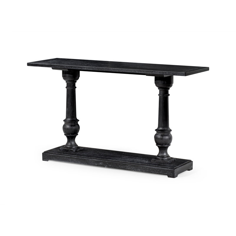 Arthur 60" Antiqued Black Solid Wood Console Table with Storage