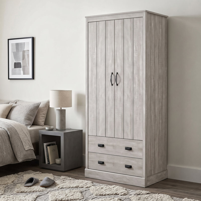 Bristol 2 Door 2 Drawer Wardrobe, Dusty Grey Oak