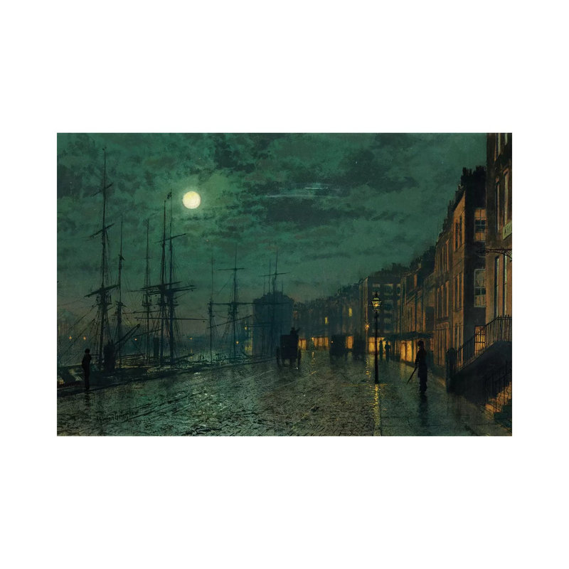 City Docks By Moonlight by John Atkinson Grimshaw - Wrapped Canvas Painting, 66.04 cm H x 45.72 cm W x 1.91 cm D