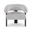 Chaise d'appoint Tisa, polyester gris, cadre en bois noir à 3 pieds avec dossier rond