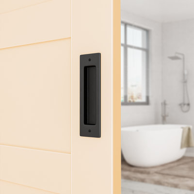 Matte Black Rectangular Recessed Invisible Flat Finger Pull Sliding Barn Door Handle
