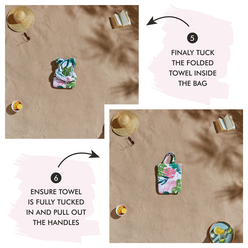 Tropical Palm 100% Cotton Beach Bag Towel Single