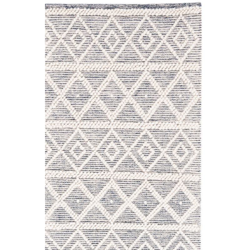 Tapis ivoire / bleu marine tissé à la main Jacques Southwestern, Carré 6 pi