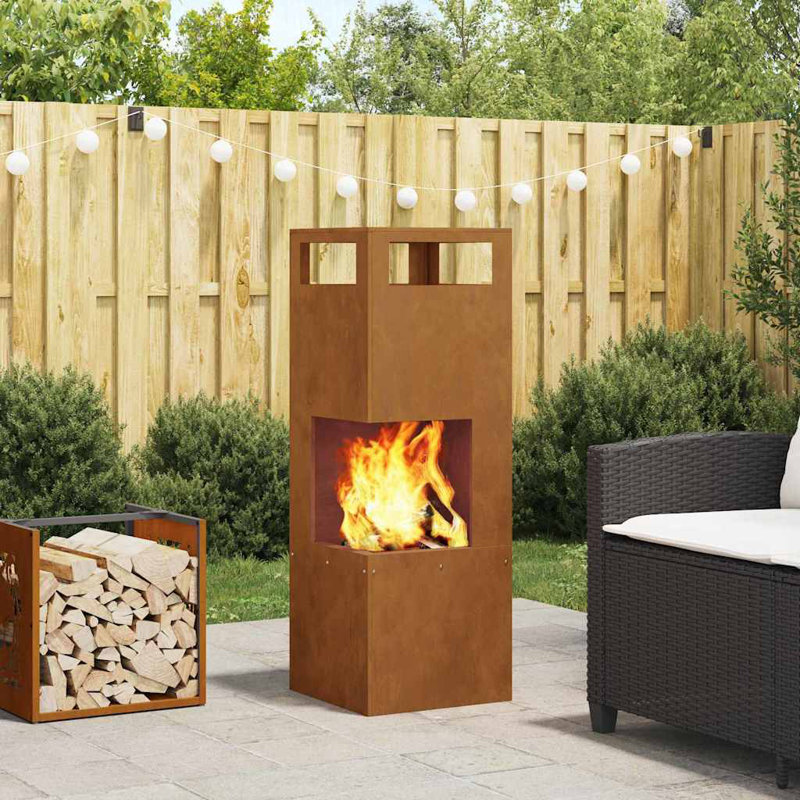Modern Outdoor Fire Pit, Weathering Steel Brown