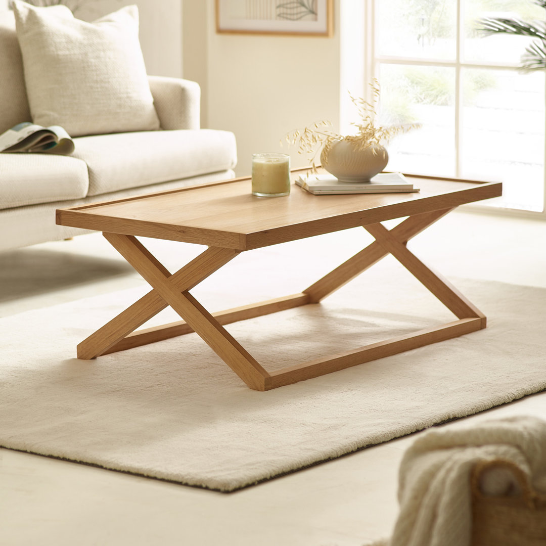 Solid Wood Cross Legs Coffee Table