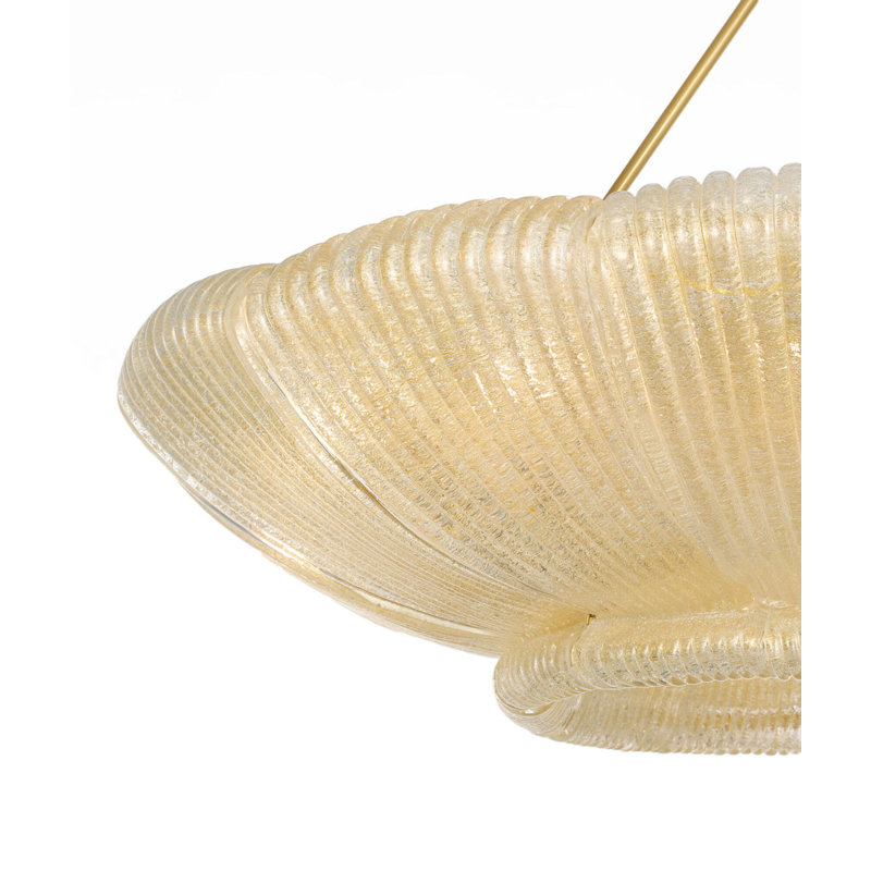 Claude 39" Chandelier in Hand-Rubbed Antique Brass with Graniglia Glass, Gold