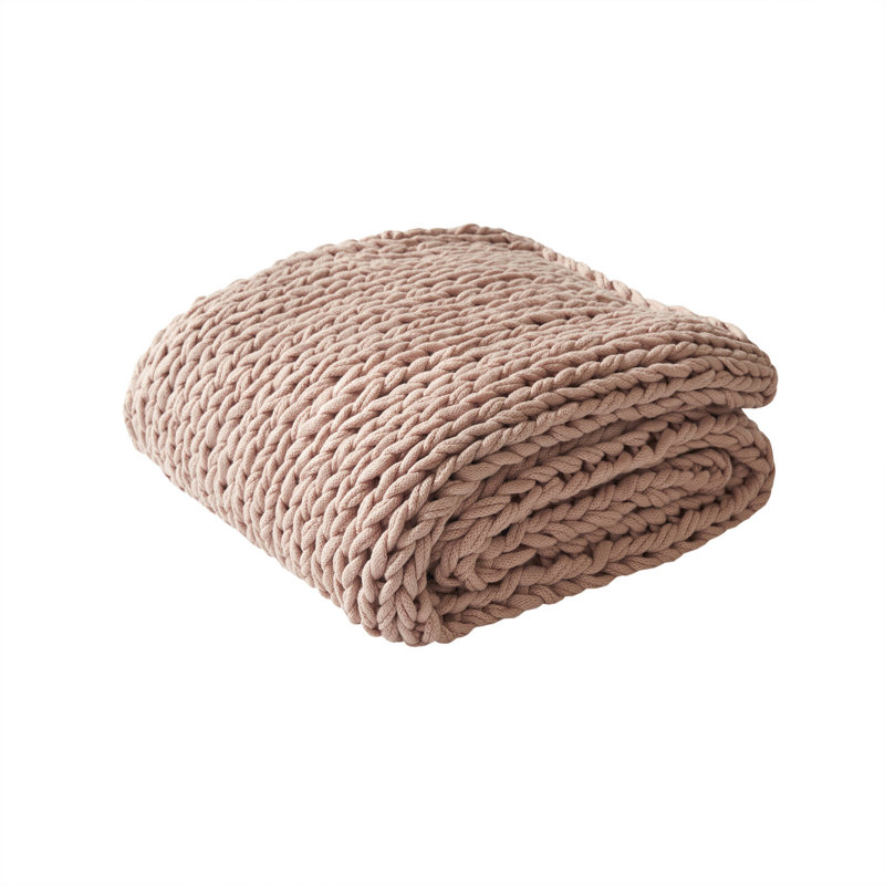 Blush 60"x50" Handmade Chunky Double-Knit Throw