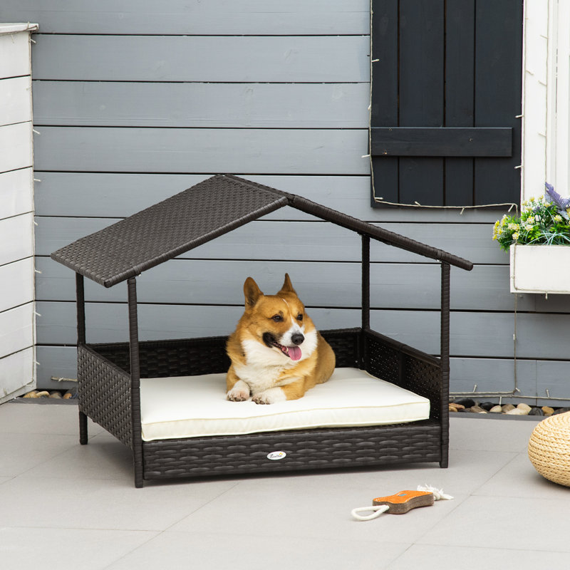 Niche pour chien Lininger, H 27,5 po x l 37,5 po x P 27,25 po, Brun / Noir